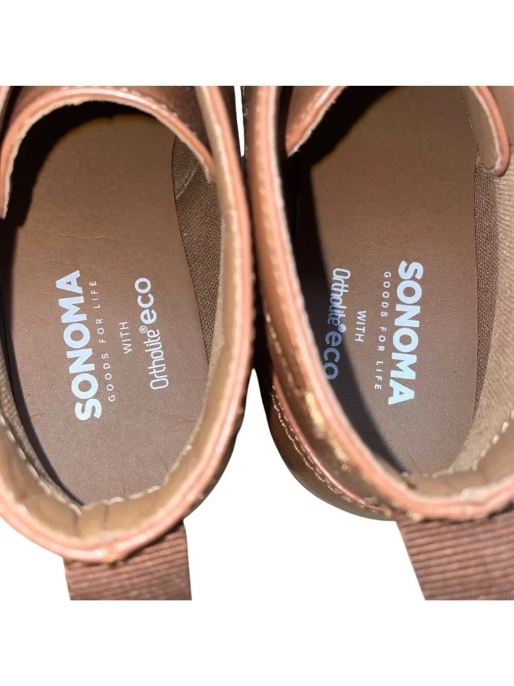 Sonoma Men’s Cognac Brown Faux Leather Lace-Up Ortholite Aaron Ankle Boots Sz 8M